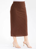 PLUS textured long length skirt brown