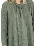 3/4 sleeve with detached scarf textured tunic top in olive￼