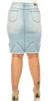 Plus B girl Zig Zag no slit midi jean skirt