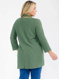 PLUS 3/4 sleeve with detached scarf textured material tunic top in olive￼