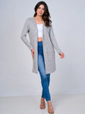 Long sleeve open front slit cardigan in heather Gray ￼￼