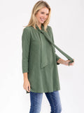 3/4 sleeve with detached scarf textured tunic top in olive￼