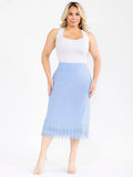 Plus, elastic waist, crochet bottom hem slip extender in ice blue ￼