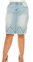 Plus B girl Zig Zag no slit midi jean skirt