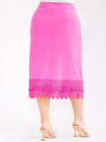 PLUS elastic waist, crochet bottom hem, pink slip extender ￼