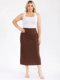 PLUS textured long length skirt brown