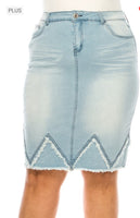 Plus B girl Zig Zag no slit midi jean skirt