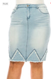 Plus B girl Zig Zag no slit midi jean skirt