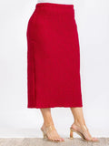 PLUS Elastic waist, ruched material pencil fitted skirt in red