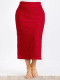 PLUS Elastic waist, ruched material pencil fitted skirt in red