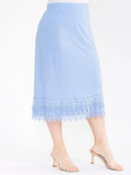 Plus, elastic waist, crochet bottom hem slip extender in ice blue ￼