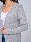 Long sleeve open front slit cardigan in heather Gray ￼￼