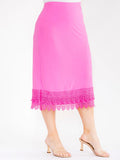 PLUS elastic waist, crochet bottom hem, pink slip extender ￼