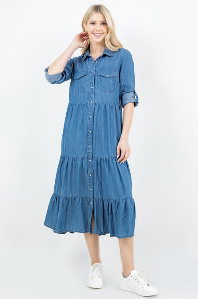 Plus Denim button shirt dress