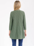 3/4 sleeve with detached scarf textured tunic top in olive￼
