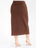 PLUS textured long length skirt brown